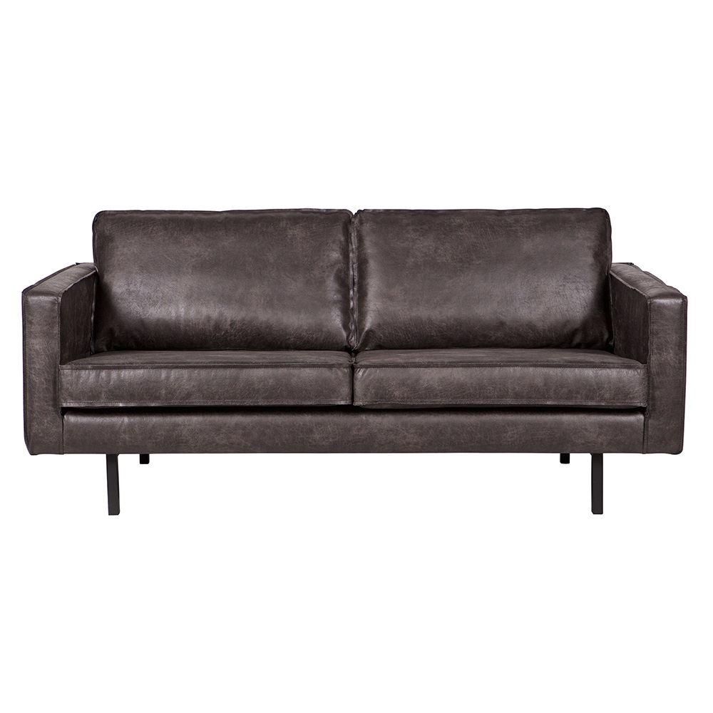 RODEO 2 SEATER LEATHER SOFA in Black