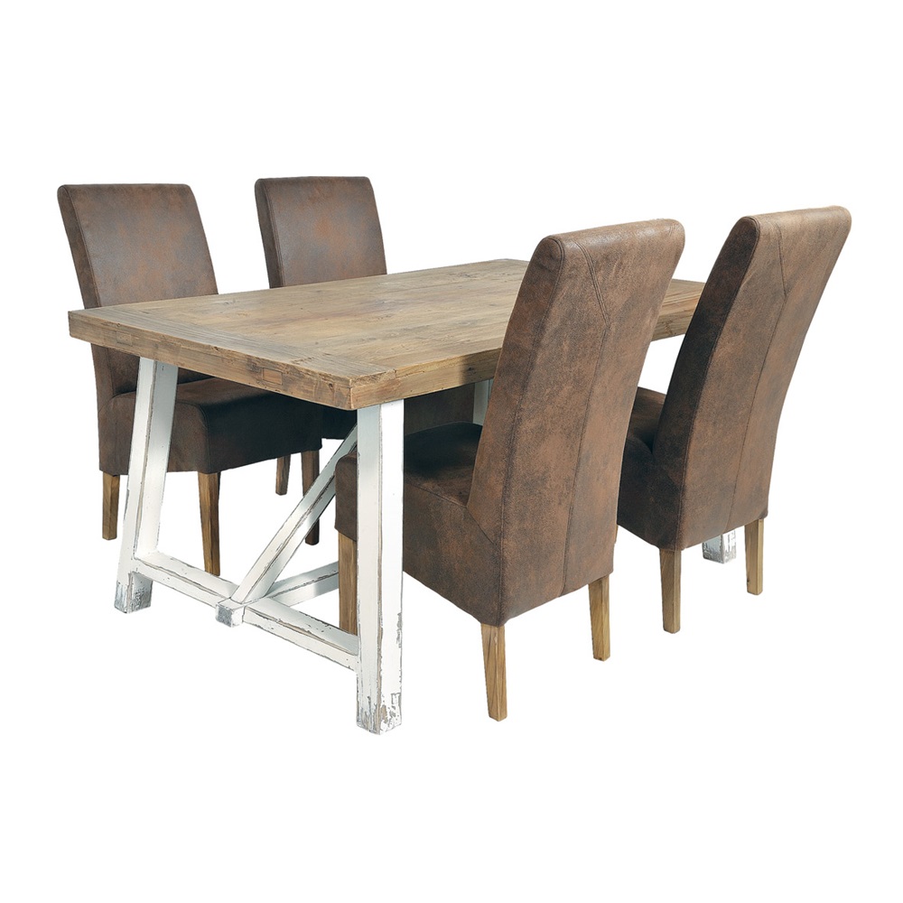 Rustic 4 Seat Dining Set in Distressed Pain Finish