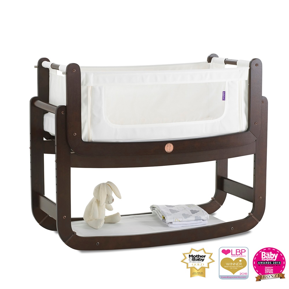  SNUZPOD 2 3-in-1 BEDSIDE CRIB with Mattress in Espresso