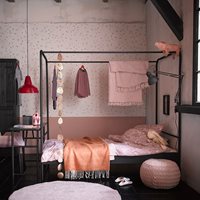 Product photograph of Single Black Metal Four Poster Bed By Woood from Cuckooland