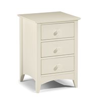 Product photograph of Julian Bowen Cameo 3 Drawer Bedside Cabinet In Stone White from Cuckooland