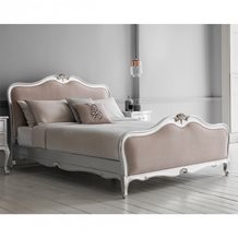 CHIC UPHOLSTERED BED FRAME IN SILVER by Frank Hudson
