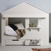 KIDS HOUSE CABIN BED in White Pine with Optional Storage Drawers