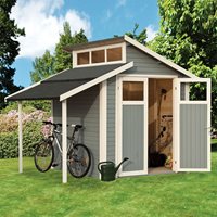 Product photograph of Rowlinson Paramount 7x10 Skylight Shed With Lean To - Grey from Cuckooland