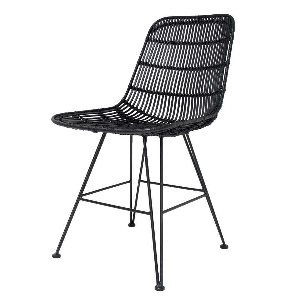 Scandi Style Rattan Dining Chair In Black Hk Living