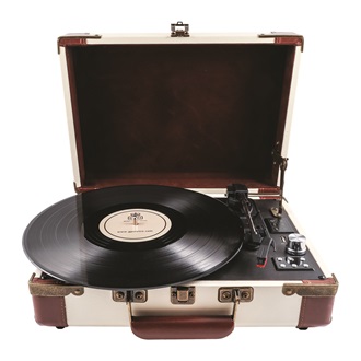 GPO AMBASSADOR RECORD PLAYER TURNTABLE in Cream and Tan