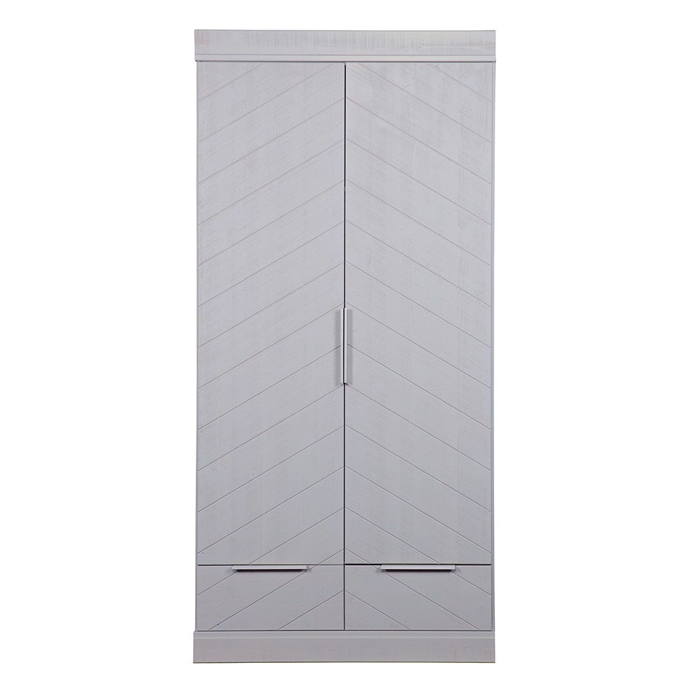 CONNECT Wardrobe with Drawers in Grey Herringbone Design