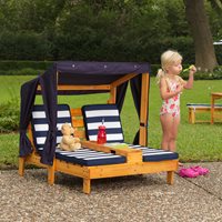 Product photograph of Kidkraft Childrens Double Chaise Lounge With Cupholders - Oatmeal from Cuckooland