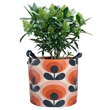 ORLA KIELY LARGE FABRIC PLANT BAG in 70s Oval Flower Orange Print