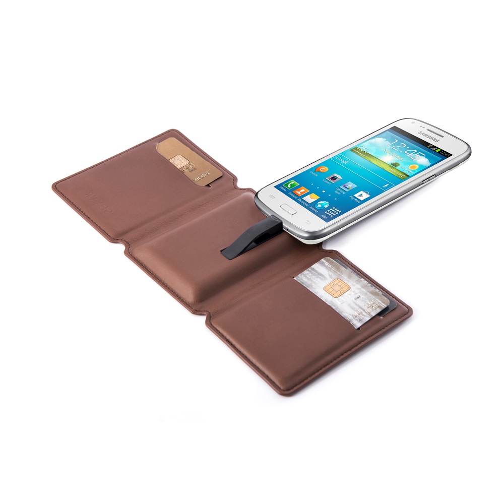 SEYVR Phone Charging Men's  Wallet for Micro USB Android in Brown