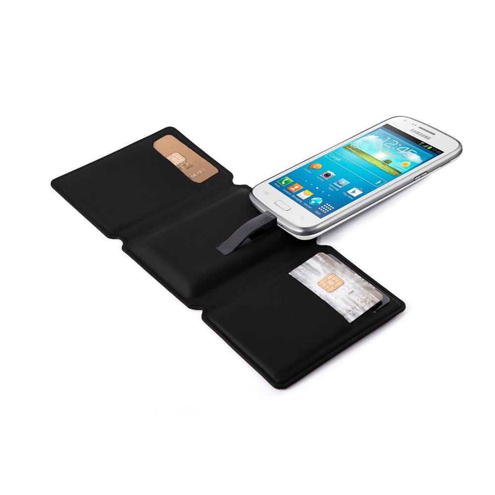 SEYVR Phone Charging Men's Wallet for MicroUSB Android in Black
