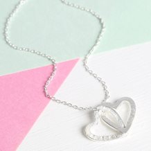 PERSONALISED INTERLOCKING HEARTS NECKLACE in Silver