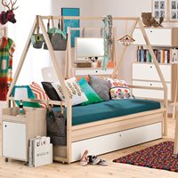 Product photograph of Vox Spot Kids Tipi Bed Frame With Trundle Drawer In White from Cuckooland