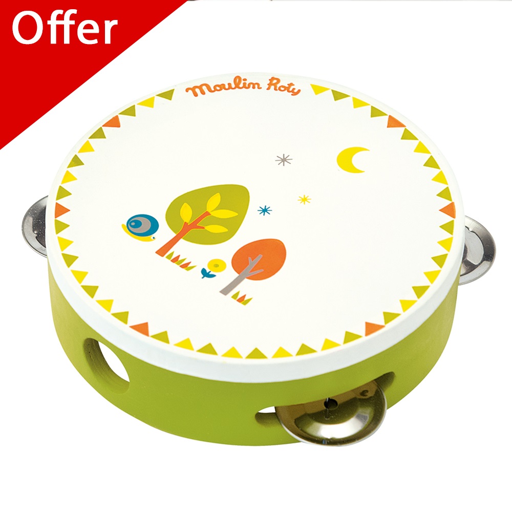 MOULIN ROTY CHILDRENS TAMBOURINE in Green