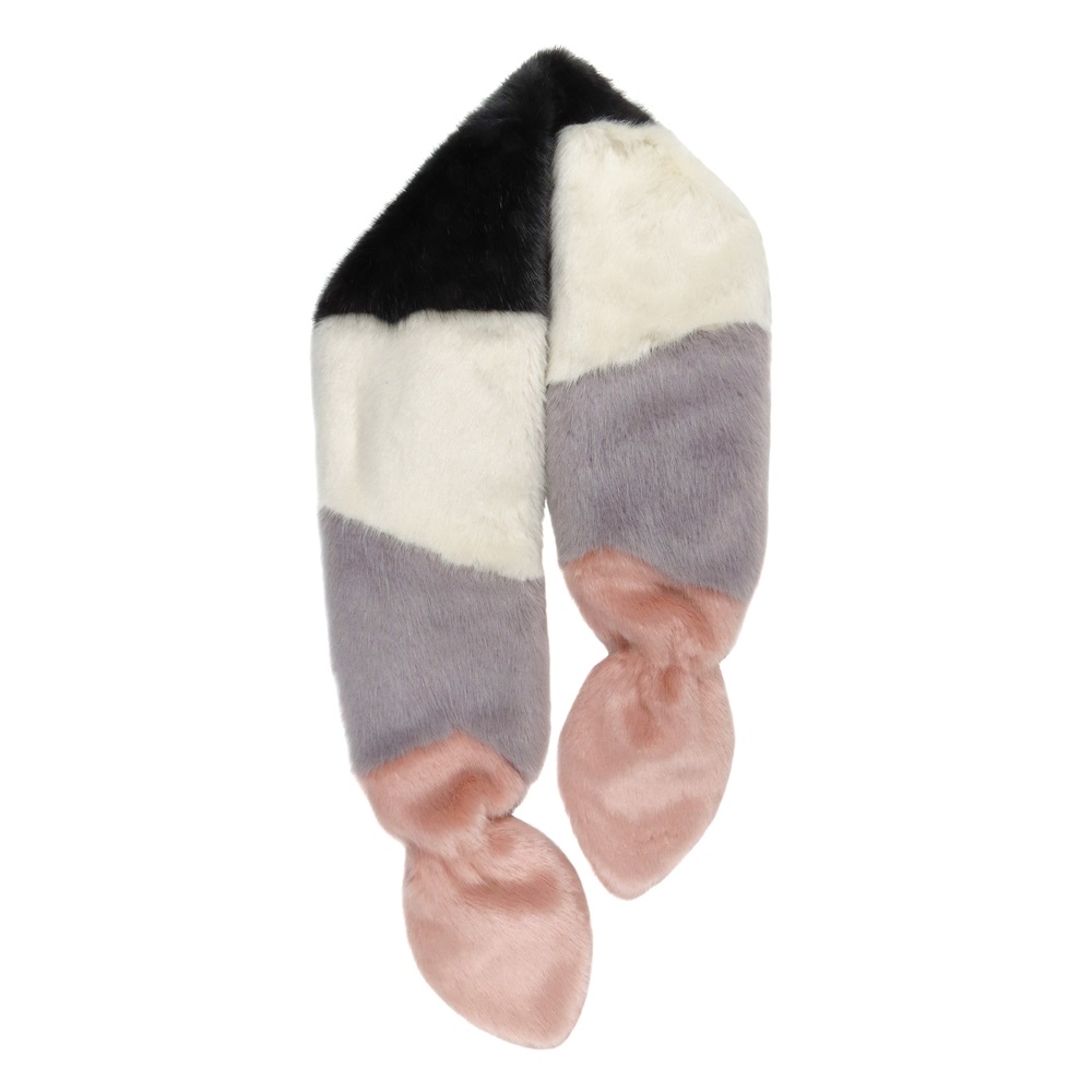 HELEN MOORE FAUX FUR MULTI VIXEN SCARF in Sorbet