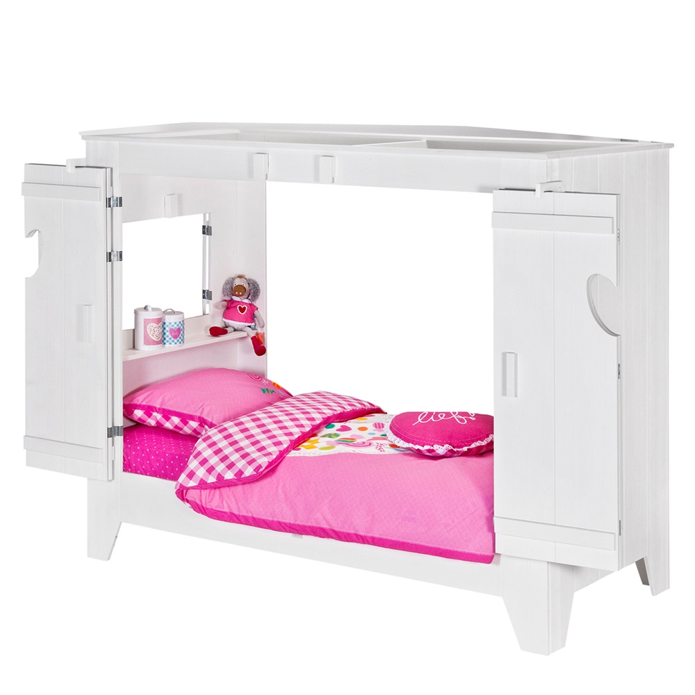 Kids Cupboard Style Cabin Bed In White With Folding Doors ...