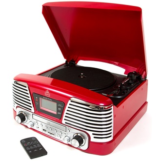 MEMPHIS VINYL TURNTABLE with MP3, FM radio & CD Deck In Red