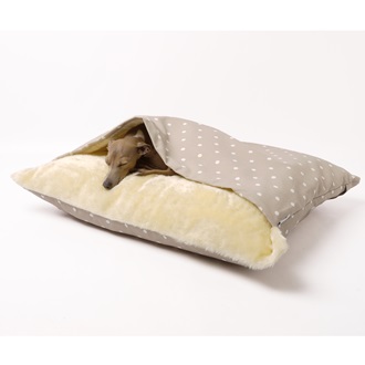  SNUGGLE DOG BED in Dotty Taupe Design