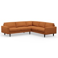 Hutch Rise Textured Weave 6 Seater Corner Sofa with Block Arms 