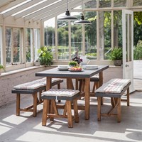 Garden Trading Chilson Table, Bench & Stool Dining Set for Indoor Or Outdoor Use 
