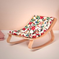 Levo Baby Rocker in Beech Wood with Hibiscus Flower Cushion