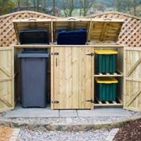 The Garden Village Superior FSC Wooden Wheelie Bin & Recycling Box Storage 