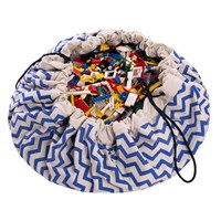 Play & Go Toy Storage Bag in Blue Zigzag Design