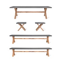 Garden Trading Burford Grey Table, Bench & Stool Dining Set for Indoor Or Outdoor Use 