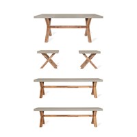 Garden Trading Burford Natural Table, Bench & Stool Dining Set for Indoor Or Outdoor Use 