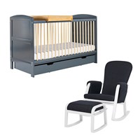 Ickle Bubba Coleby Scandi Classic Cot Bed With Under Drawer, Cot Top Changer and Dursley Chair 