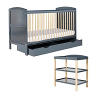 Ickle Bubba Coleby Scandi Classic Cot Bed with Open Changer and Under Drawer 