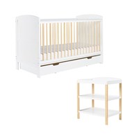 Ickle Bubba Coleby Scandi Classic Cot Bed with Open Changer and Under Drawer 