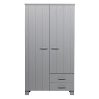 Dennis Concrete Grey Wardrobe with Drawers by Woood