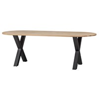 Woood Tablo Oval Oak Dining Table with X Legs