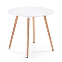 Daw Round Dining Table in White & Beech