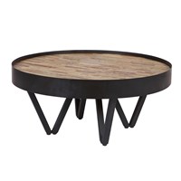 Dax Round Coffee Table with Wooden Inlay by Woood