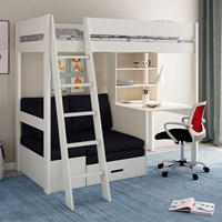 Estella High Sleeper Bed with Desk and Sofa Bed in White 