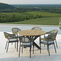 Maze Rattan Bali Rope Weave 4 Seat Round Dining Set with Interchangeable Cushion Covers 