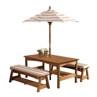 Kidkraft Outdoor Table & Bench Set with Cushions & Umbrella 