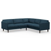 Hutch Rise Textured Weave 6 Seater Corner Sofa with Curve Arms 