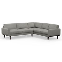 Hutch Rise Textured Weave 6 Seater Corner Sofa with Round Arms 