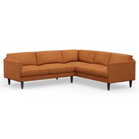 Hutch Rise Textured Weave 6 Seater Corner Sofa with Curve Arms 