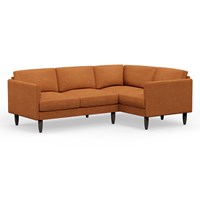 Hutch Rise Textured Weave 4 Seater Corner Sofa with Curve Arms 