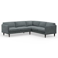 Hutch Rise Velvet 6 Seater Corner Sofa with Curve Arms 