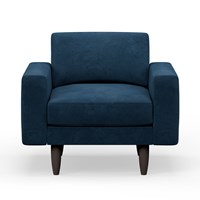 Hutch Rise Velvet Armchair with Block Arms 