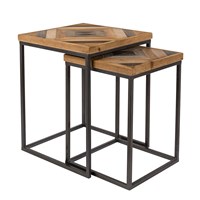Joy Set of 2 Side Tables in Herringbone Design