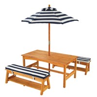 Kidkraft Outdoor Table & Bench Set with Cushions & Umbrella 