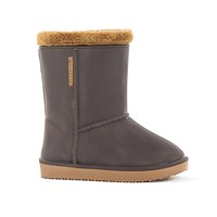 Waterproof Sheepskin Style Kids Welly Snug-Boots in Brown - UK 10 