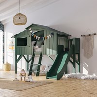Mathy by Bols Original Treehouse Cabin Bed with Platform & Slide in 3 Sizes & 26 Colours 