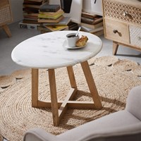 Hella Side Table in Marble & Wood